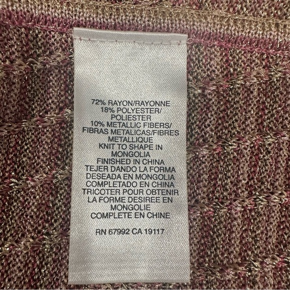 Sigrid Olsen Open Cardigan Size Large Micro Striped Metallic Pink Green - Picture 7 of 7